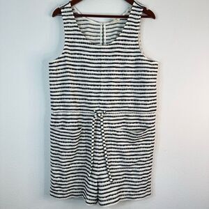 Madewell Striped Tank Romper Womens XL Navy Blue White Casual Nautical Chic